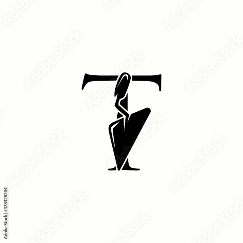 logo letter t with icon trowel tool for home repair vector design	