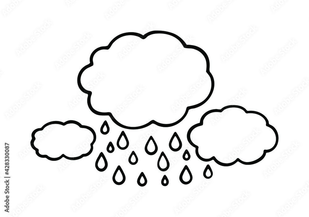 Three clouds with rain falling.Rainy weather.Black Vector Silhouette Outline Line Art Drawing Illustration.Plotter cutting.Vinyl wall sticker decal.Laser cut.Coloring pages for kids. DIY. Heaven. Sky. Three clouds with rain falling.Rainy weather.Black Vector Silhouette Outline Line Art Drawing Illustration.Plotter cutting.Vinyl wall sticker decal.Laser cut.Coloring pages for kids. DIY. Heaven. Sky.
