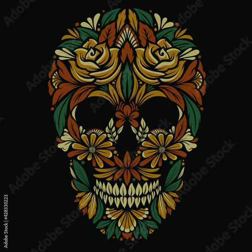skull flower vector