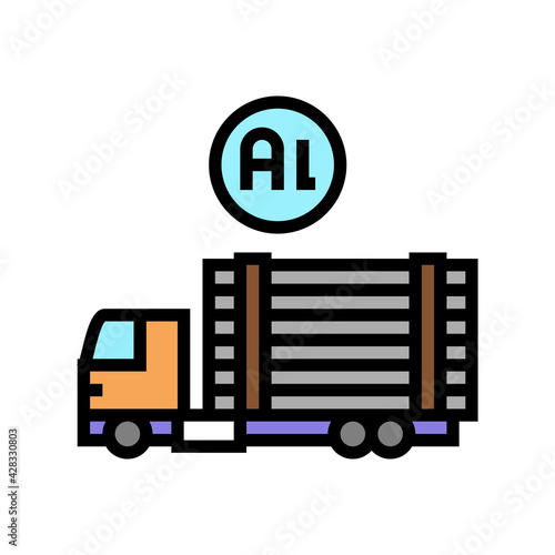 transportation and delivery aluminium production color icon vector. transportation and delivery aluminium production sign. isolated symbol illustration