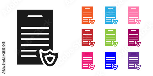 Black Firearms license certificate icon isolated on white background. Weapon permit. Set icons colorful. Vector