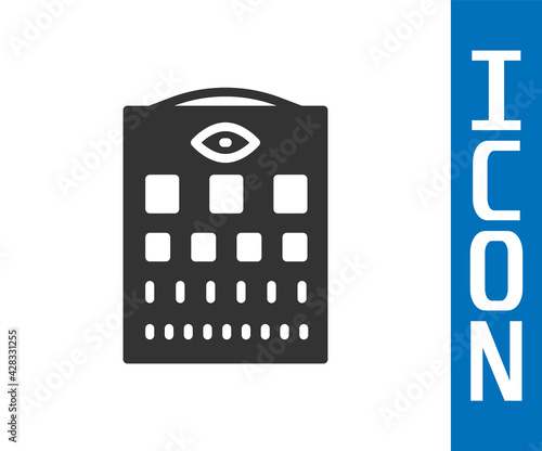 Grey Eye test chart icon isolated on white background. Poster for vision testing in ophthalmic study. Snellen chart. Vector