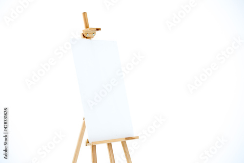 advertising stand or flip chart or blank artist easel isolated on white.