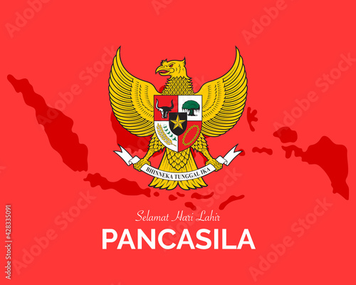 Simple Pancasila Day With Indonesia Map