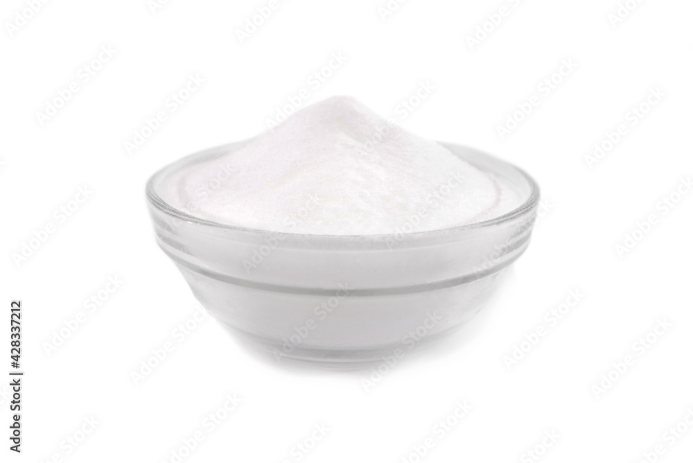 Glass bowl filled with baking soda Glass bowl filled with baking soda