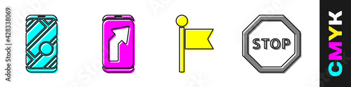 Set City map navigation, City map navigation, Location marker and Stop sign icon. Vector