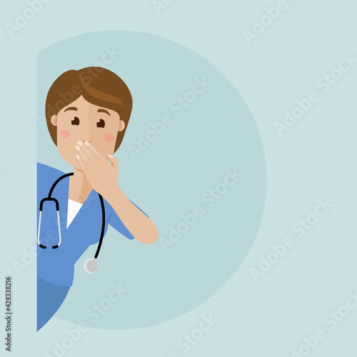 The nurse is surprised, discouraged. Vector flat illustration.