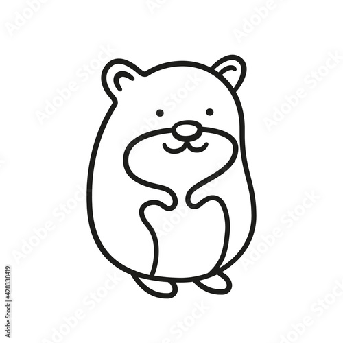 Cute hand drawn hamster. Doodle pet. Hand drawn isolated vector illustration on white background