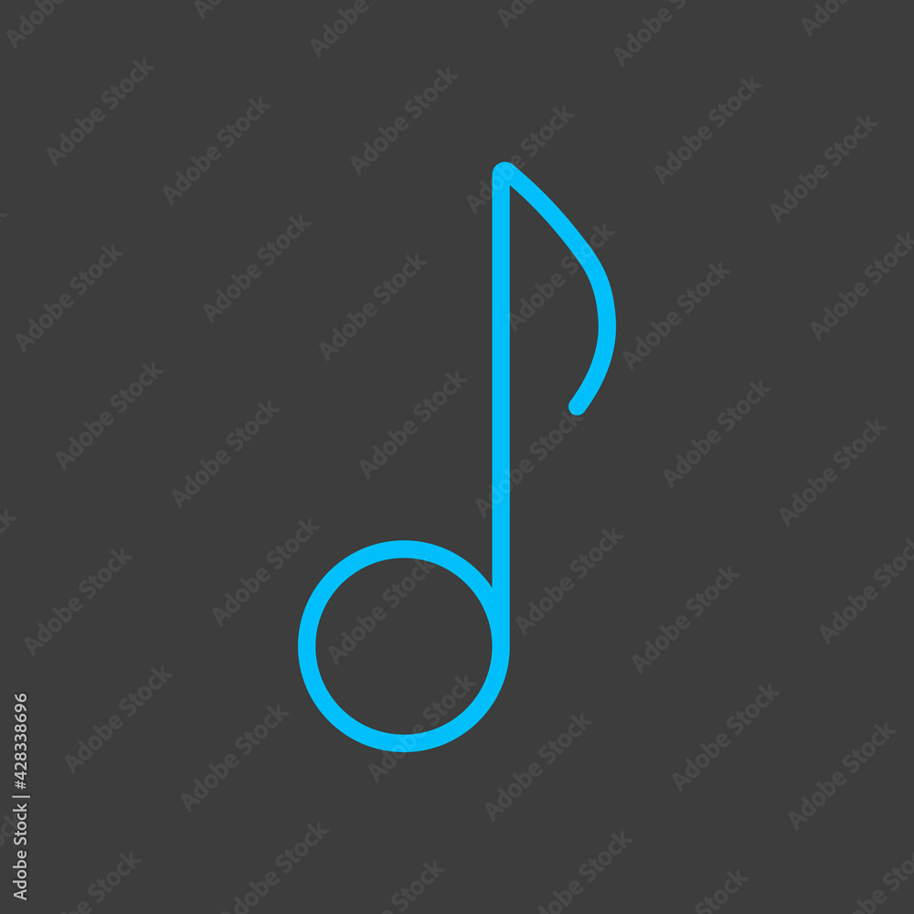 Music note flat vector icon on dark background Music note flat vector icon on dark background