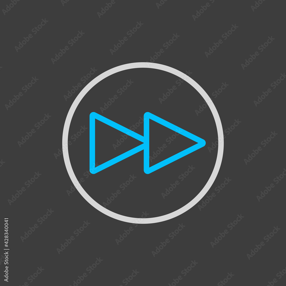 Play next track button icon on dark background Play next track button icon on dark background