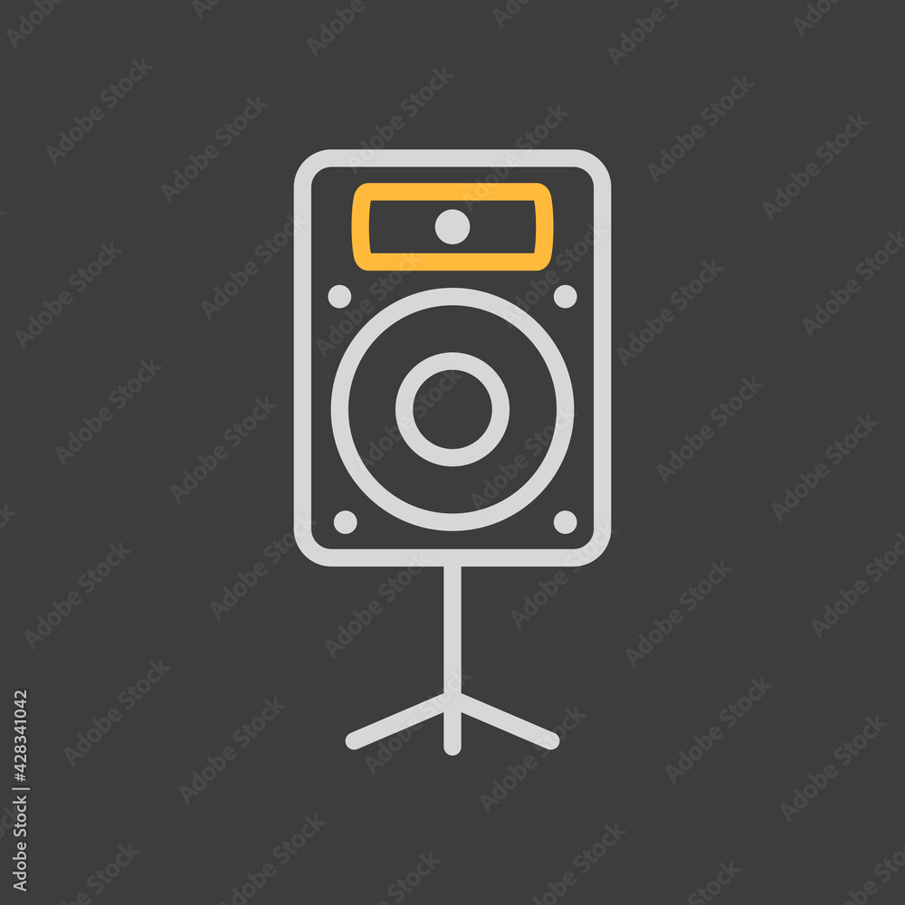 Acoustic speaker vector icon on dark background Acoustic speaker vector icon on dark background