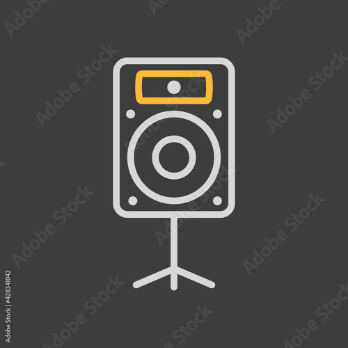 Acoustic speaker vector icon on dark background