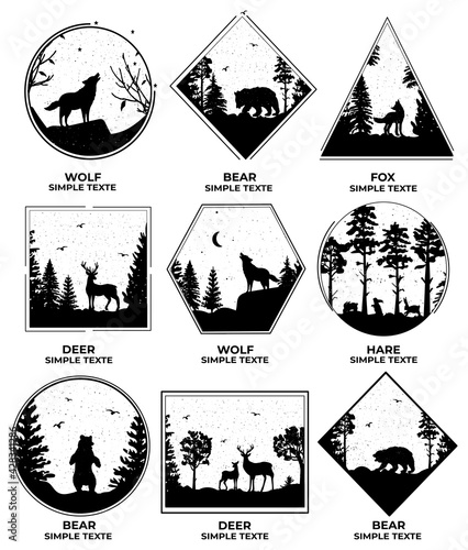 wild animals in the frame. vector. sketch. eps