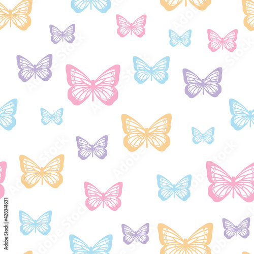 Vector butterfly cute seamless repeat pattern design background