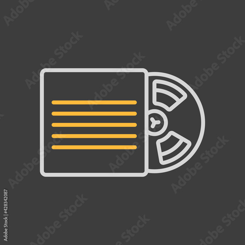 Magnetic tape reel, retro music tape storage icon
