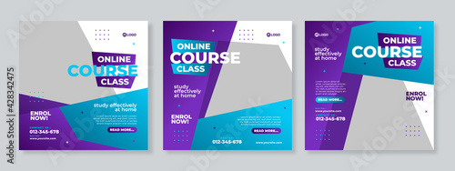 Online course class social media post template design vector photo