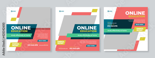 Online education social media post template design vector