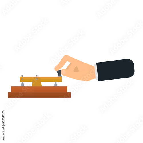 Telegraph key. Message transmission, vector illustration