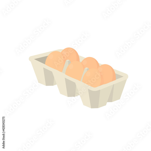 Egg tray. Chicken eggs in a box, vector illustration