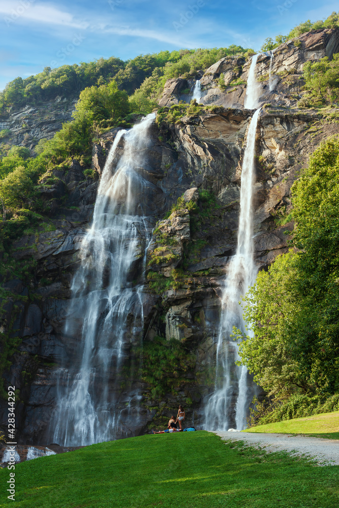 Fototapeta premium The famous Aquafragia waterfalls, which are considered one of the most beautiful in the Alps. Province of Sondrio, region of Lombardy Italy