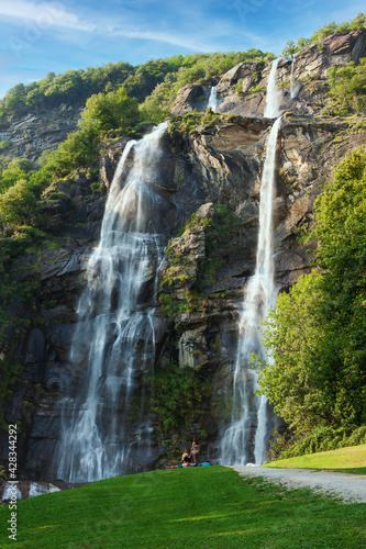 The famous Aquafragia waterfalls  which are considered one of the most beautiful in the Alps. Province of Sondrio  region of Lombardy Italy