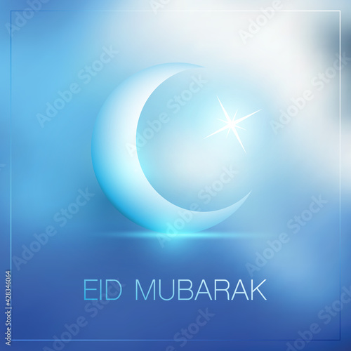 Eid Mubarak - Moon in the Sky - Greeting Card Design for Muslim Community Festival photo