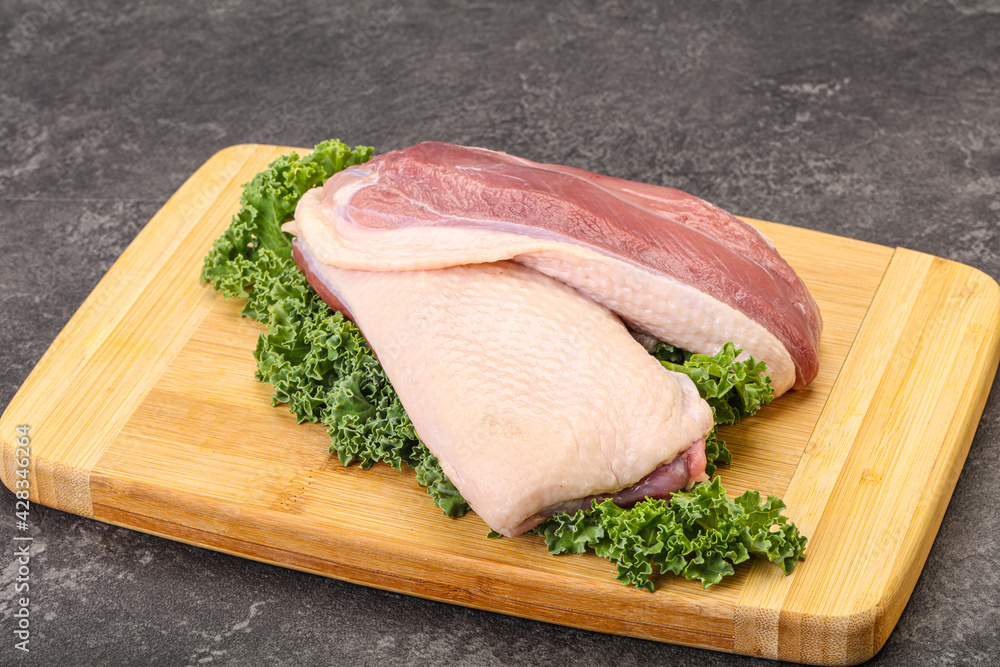 Raw duck breast for cooking