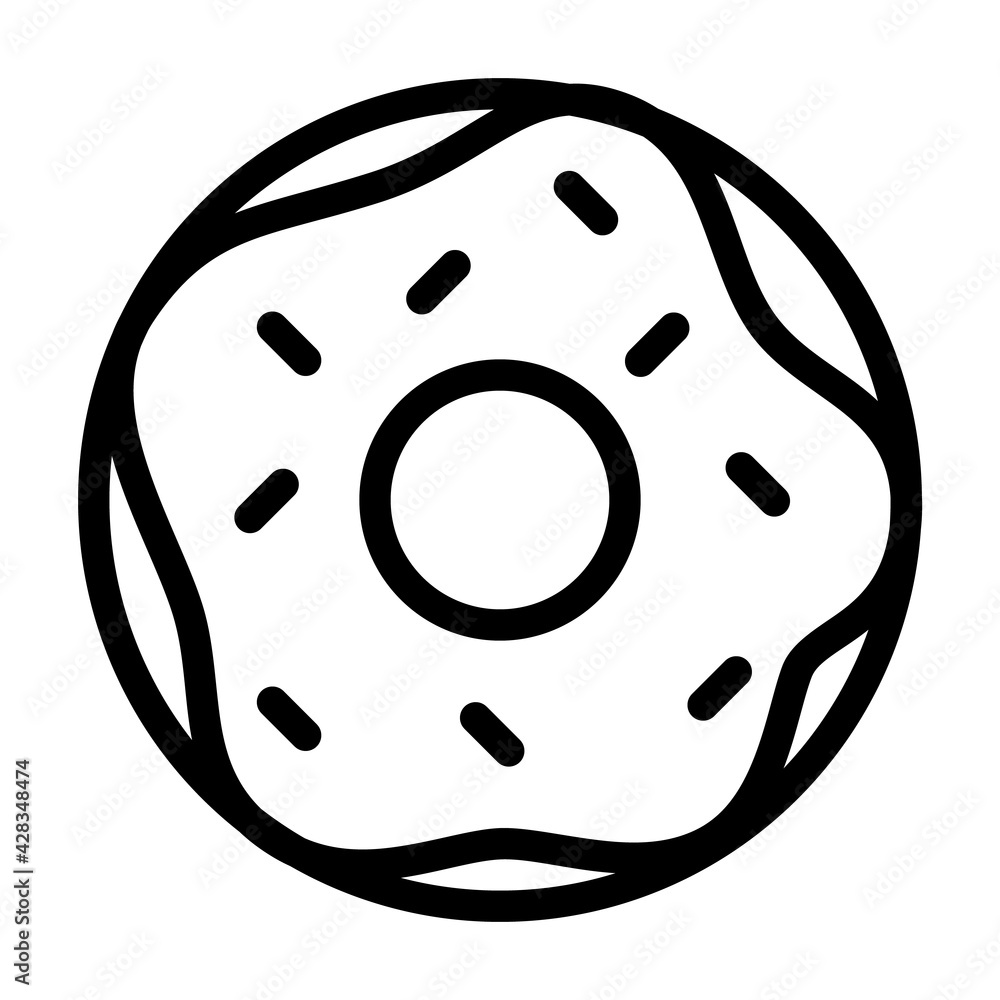 Fototapeta premium ring donut with chocolate single isolated icon with outline style