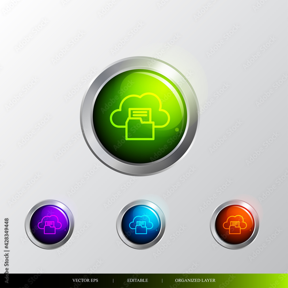3D Button cloud file icon. 3D Button cloud file icon.