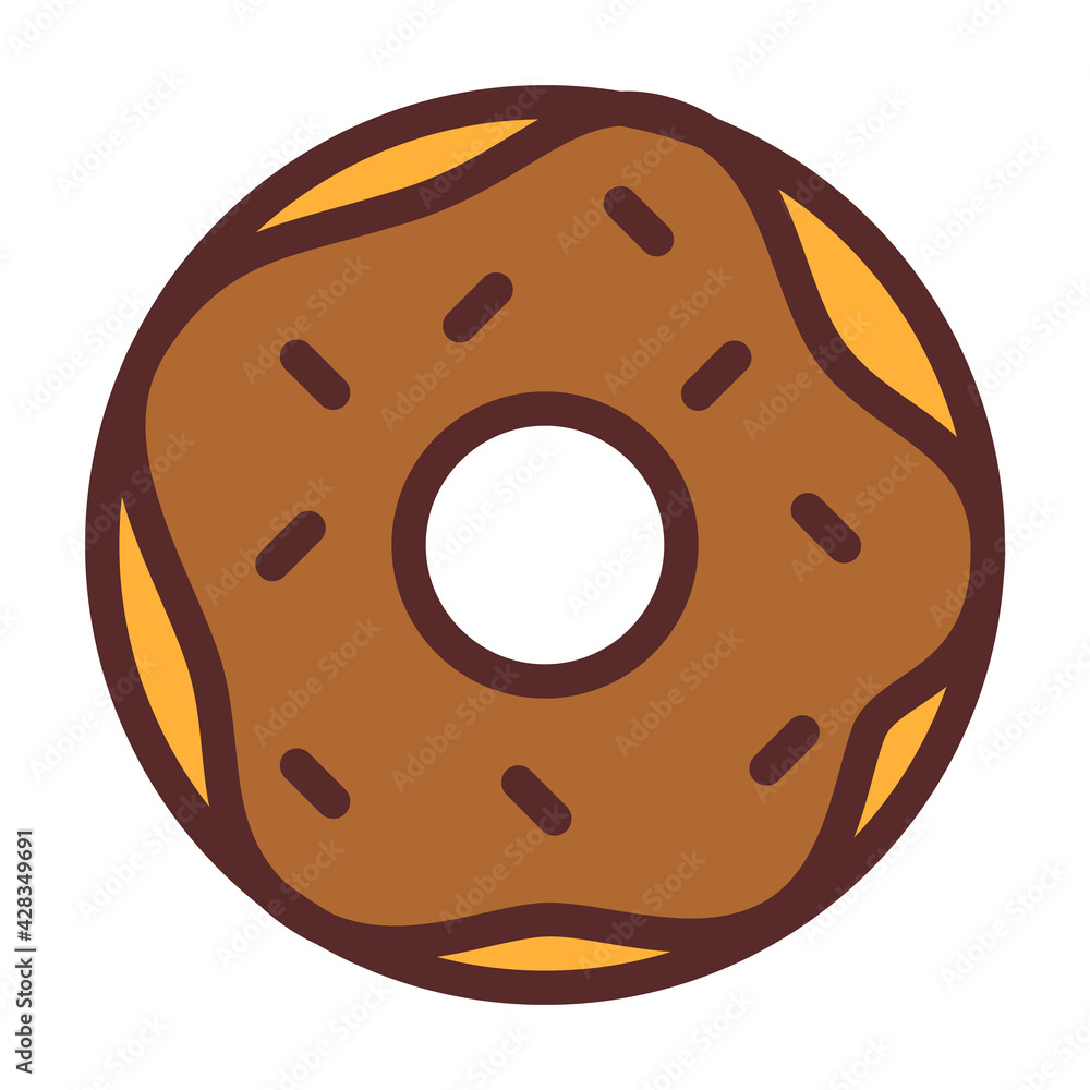 Fototapeta premium ring donut with chocolate single isolated icon with filled line style