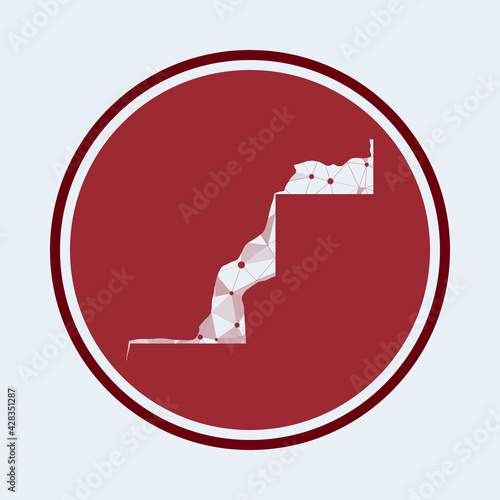 Western Sahara icon. Trendy tech logo of the country. Geometric mesh round design. Technology, internet, network, telecommunication concept. Vector illustration.