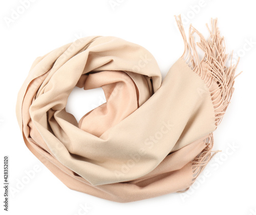 Quadro su tela Soft cashmere scarf isolated on white, top view