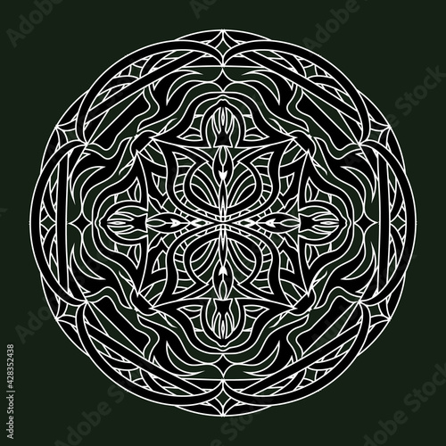 abstract black mandala in medieval style