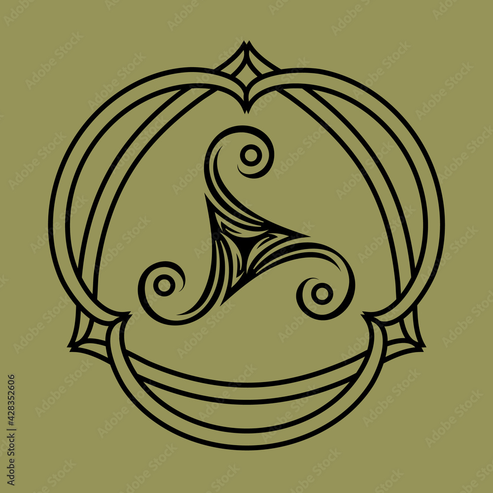 pagan celtic symbol triskele in knotted frame pagan celtic symbol triskele in knotted frame