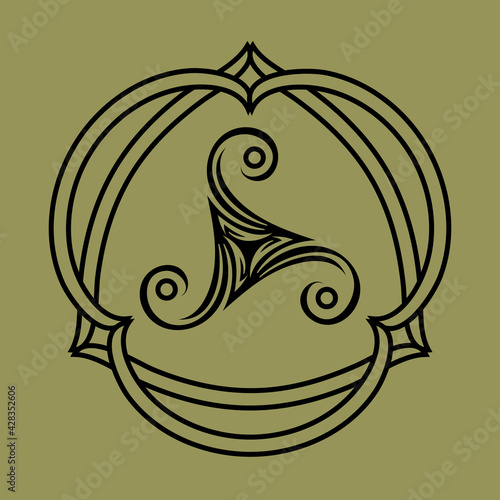 pagan celtic symbol triskele in knotted frame