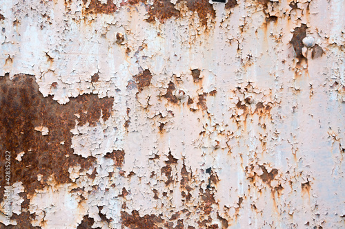 abstract corroded old white paint on metal walls The wall is cracked with old white paint, Rusty on old metal background ,Metal rust Texture, old metal iron rust texture