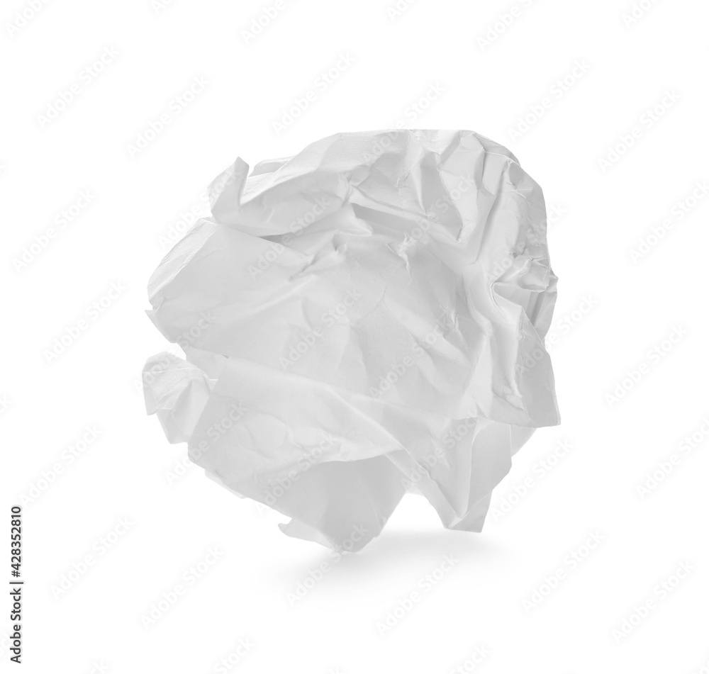 Crumpled sheet of paper isolated on white