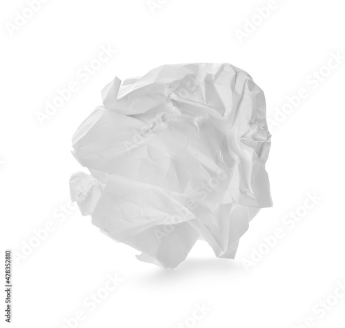 Crumpled sheet of paper isolated on white