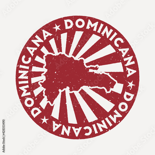 Dominicana stamp. Travel red rubber stamp with the map of country, vector illustration. Can be used as insignia, logotype, label, sticker or badge of the Dominicana.