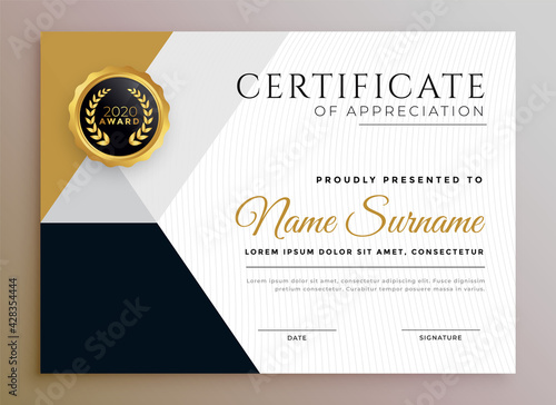 professional certificate of appreciation golden template design