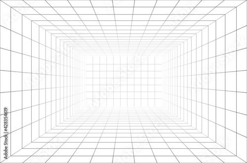 3d wireframe room perspective grid.