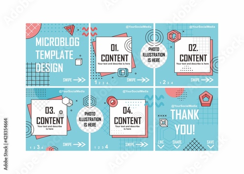 Microblog template with memphis style. Easy to edit with vector file. Can use for your creative content. Especially for social media content.