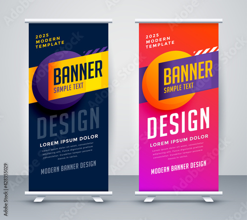 abstract stylish roll up standee banner design