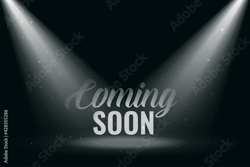 coming soon background with spot light rays