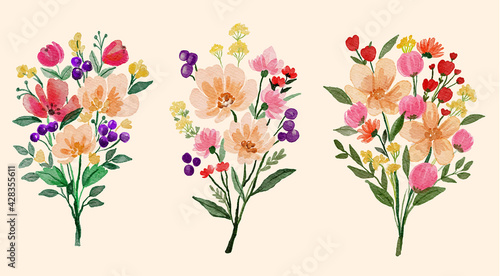  Watercolor Floral Bouquet Spring