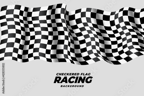 checkered racing flag waving background