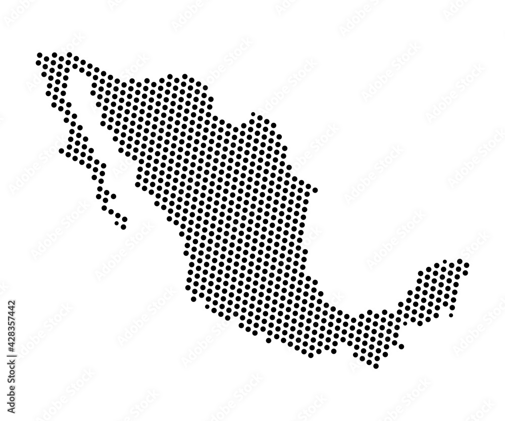 Abstract map of Mexico dots planet, lines, global world map halftone concept. Vector illustration eps 10.