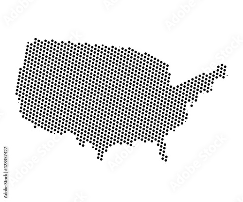 Abstract map of United States of America dots planet  lines  global world map halftone concept. Vector illustration eps 10.