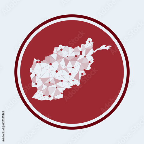 Afghanistan icon. Trendy tech logo of the country. Geometric mesh round design. Technology, internet, network, telecommunication concept. Vector illustration.