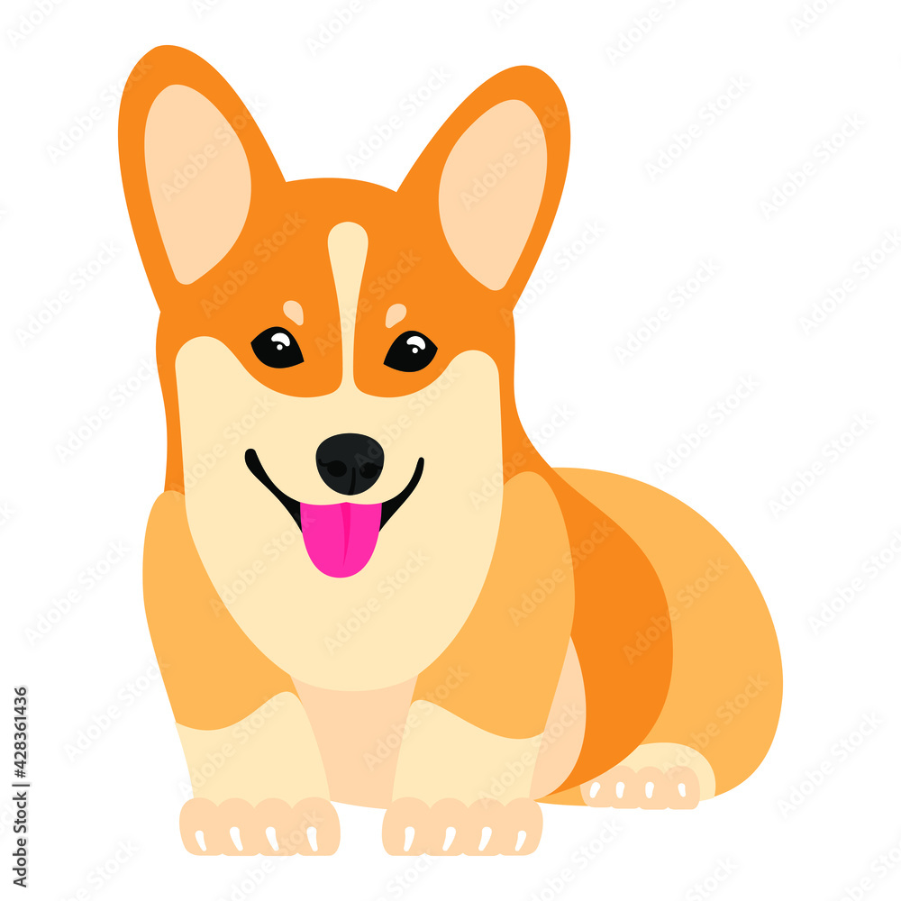 Isolated image of a cute corgi puppy for postcards, children's books, fabric printing Isolated image of a cute corgi puppy for postcards, children's books, fabric printing